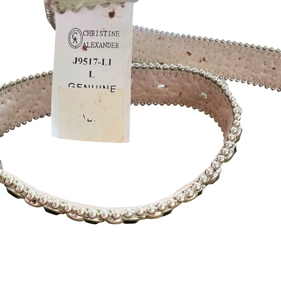 Christine Alexander Green leather belt bling crystals large Swarovski Vintage - Picture 4 of 4